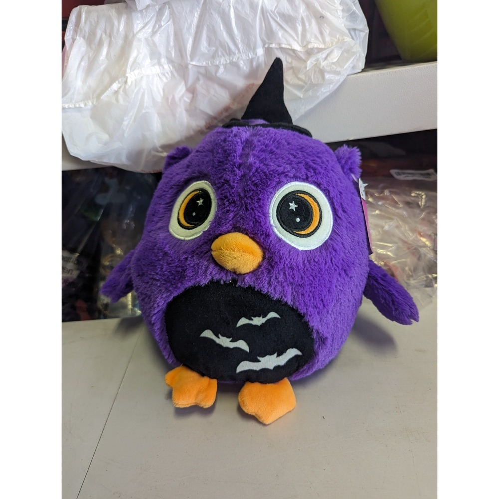 Dan Dee Purple 9" Halloween Owl W/ Witch Hat Stuffed Plush Animal Bats Moon Eyes